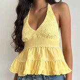 Floral Jacquard Babydoll Crop Top